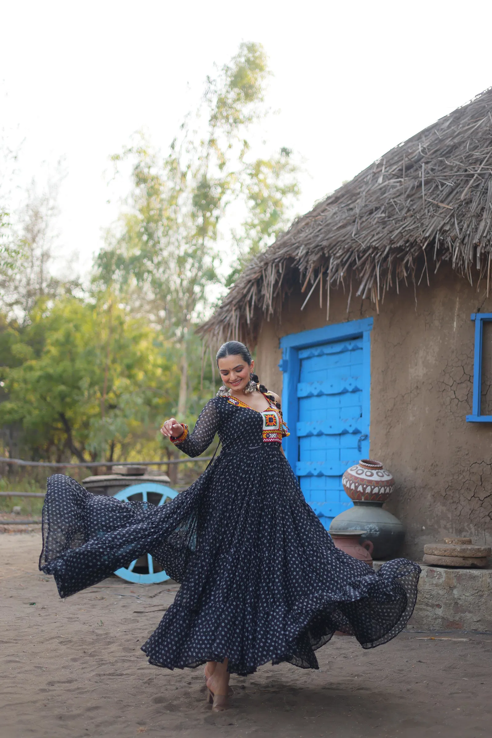 KA 1114 Georgette Bandhani Print Navaratri Special Gown Wholesale Price In Surat